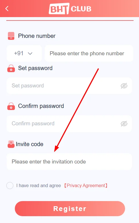 Enter the invite code